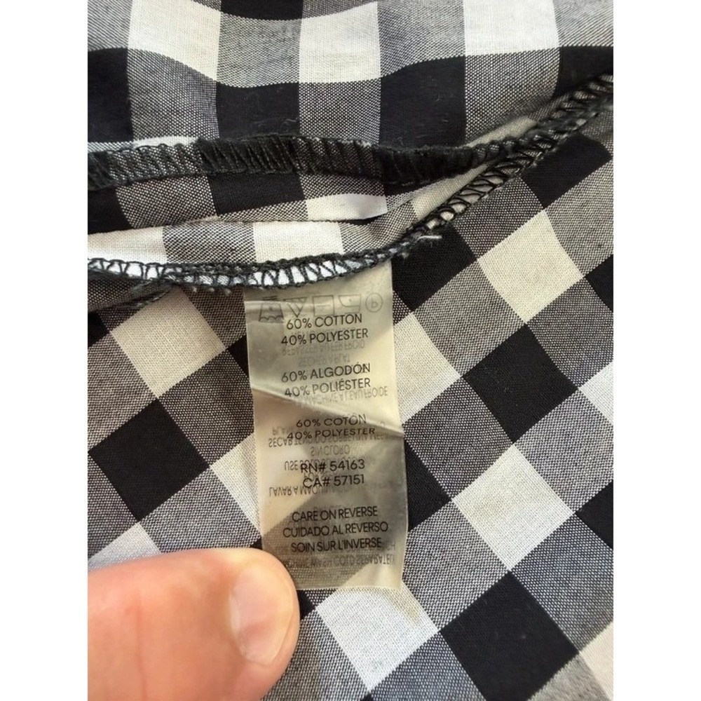 Calvin Klein Women 14W Black White Gingham Maxi Shirt Dress Tie Sleeve - Picture 10 of 11